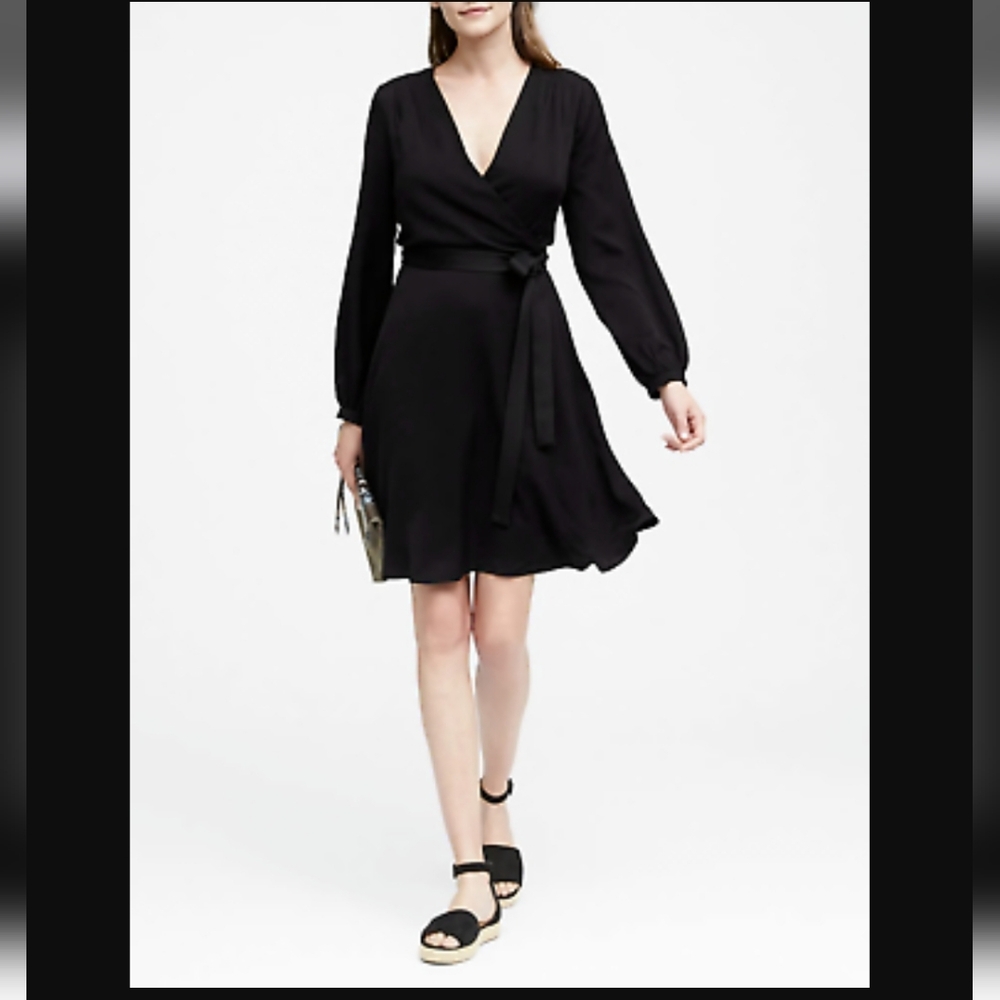 Banana Republic Black Wrap Dress Size 0